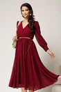 Rochie DY Fashion bordo din voal cu decolteu petrecut si curea in taIie, 1, dyfashion.ro
