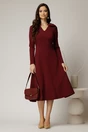 Rochie DY Fashion bordo midi cu funda pe umar, 3, dyfashion.ro