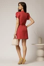 Rochie DY Fashion caramizie scurta cu pliuri pe fusta si nasturi pe bust, 2, dyfashion.ro