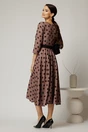 Rochie DY Fashion clos maro cu buline negre cu decolteu in V si curea, 2, dyfashion.ro