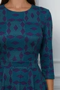 Rochie Dy Fashion clos turcoaz cu imprimeuri albastre
