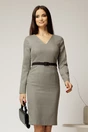 Rochie DY Fashion conica din stofa carou negru gri si curea in talie, 1, dyfashion.ro