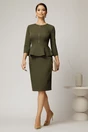 Rochie DY Fashion conica kaki cu peplum si fermoar metalic, 3, dyfashion.ro