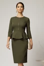 Rochie DY Fashion conica kaki cu peplum si fermoar metalic, 1, dyfashion.ro