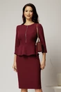Rochie DY Fashion conica magenta cu peplum si fermoar metalic, 1, dyfashion.ro