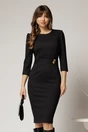 Rochie DY Fashion conica neagra cu dungi si detaliu pe talie, 1, dyfashion.ro