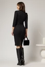 Rochie DY Fashion conica neagra cu dungi si detaliu pe talie, 2, dyfashion.ro