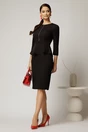 Rochie DY Fashion conica neagra cu peplum si fermoar metalic, 3, dyfashion.ro