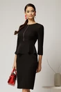 Rochie DY Fashion conica neagra cu peplum si fermoar metalic, 1, dyfashion.ro