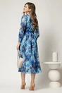 Rochie DY Fashion cu imprimeu albastru din voal cu decolteu petrecut, 2, dyfashion.ro