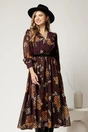 Rochie DY Fashion cu imprimeu din voal cu buline catifelate cu decolteu petrecut, 1, dyfashion.ro