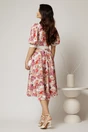 Rochie DY Fashion cu imprimeu floral corai si floare in talie, 2, dyfashion.ro