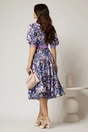 Rochie DY Fashion cu imprimeu floral mov si floare in talie, 2, dyfashion.ro