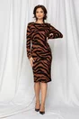 Rochie Dy Fashion cu imprimeu zebra maro-negru