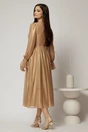 Rochie DY Fashion de ocazie aurie din tull cu guler incretit, 2, dyfashion.ro