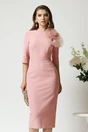 Rochie Dy Fashion de ocazie din stofa  roz cu floare maxi