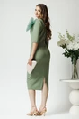 Rochie Dy Fashion de ocazie din stofa verde cu floare maxi