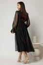 Rochie DY Fashion de ocazie neagra din tull cu guler incretit, 2, dyfashion.ro