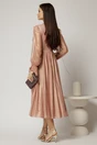 Rochie DY Fashion de ocazie roz sidefat din tull cu guler incretit, 2, dyfashion.ro
