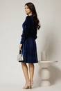 Rochie DY Fashion din catifea bleumarin cu funda si brosa la guler, 2, dyfashion.ro