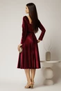 Rochie DY Fashion din catifea bordo cu decolteu inima si accesoriu la bust, 2, dyfashion.ro
