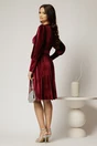 Rochie DY Fashion din catifea bordo cu funda si brosa la guler, 2, dyfashion.ro