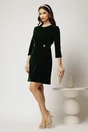 Rochie DY Fashion din catifea fixa verde cu nasturi pe talie, 3, dyfashion.ro
