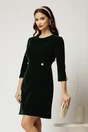 Rochie DY Fashion din catifea fixa verde cu nasturi pe talie, 1, dyfashion.ro