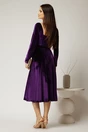 Rochie DY Fashion din catifea mov cu decolteu inima si accesoriu la bust, 2, dyfashion.ro