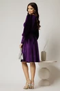 Rochie DY Fashion din catifea mov cu funda si brosa la guler, 2, dyfashion.ro