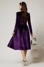 Rochie DY Fashion din catifea mov cu nasturi imbracati si curea in talie, 2, dyfashion.ro