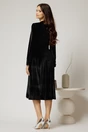 Rochie DY Fashion din catifea neagra cu nasturi imbracati si curea in talie, 2, dyfashion.ro
