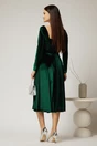Rochie DY Fashion din catifea verde cu decolteu inima si accesoriu la bust, 2, dyfashion.ro
