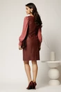 Rochie DY Fashion din piele ecologica burgundy cu maneci din voal roz, 2, dyfashion.ro