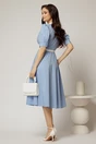 Rochie DY Fashion din poplin bleu cu guler in contrast si curea in talie, 2, dyfashion.ro