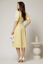 Rochie DY Fashion din poplin galben cu guler in contrast si curea in talie, 2, dyfashion.ro