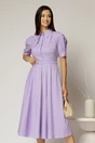 Rochie DY Fashion din poplin lila cu guler dublu si nasture la guler, 1, dyfashion.ro