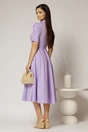 Rochie DY Fashion din poplin lila cu guler dublu si nasture la guler, 2, dyfashion.ro