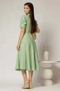 Rochie DY Fashion din poplin verde fistic cu guler dublu si nasture la guler, 2, dyfashion.ro