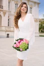 Rochie DY Fashion din stofa alba cu maneci ample din voal