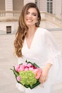 Rochie DY Fashion din stofa alba cu maneci ample din voal