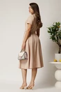 Rochie DY Fashion din stofa bej cu nasturi si curea in talie, 2, dyfashion.ro