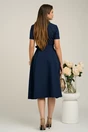 Rochie DY Fashion din stofa bleumarin cu nasturi si curea in talie