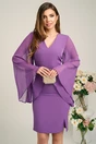 Rochie DY Fashion din stofa mov cu maneci ample din voal