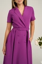 Rochie DY Fashion din stofa mov cu nasturi si curea in talie