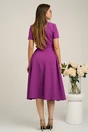 Rochie DY Fashion din stofa mov cu nasturi si curea in talie