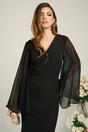 Rochie DY Fashion din stofa neagra cu maneci ample din voal