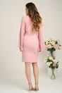 Rochie DY Fashion din stofa roz cu maneci ample din voal