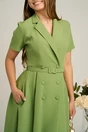Rochie DY Fashion din stofa verde cu nasturi si curea in talie
