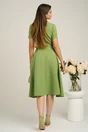 Rochie DY Fashion din stofa verde cu nasturi si curea in talie